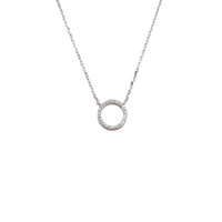 STERLING SILVER SMALL CUBIC ZIRCONIA CIRCLE NECKLACE