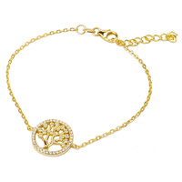 YELLOW GOLD CZ TREE OF LIFE BRACELET