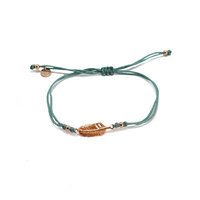 ROSE GOLD FEATHER CORD BRACELET TURQUOISE