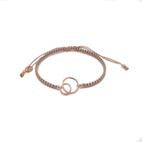 ROSE GOLD TWO CIRCLE CORD BRACELET NUDE