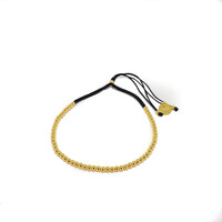 YELLOW GOLD MULTI BEAD CORD BRACELET BLACK