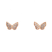 ROSE GOLD CZ BUTTERFLY STUDS