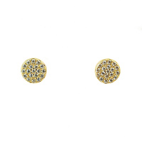 YELLOW GOLD CZ CIRCLE STUDS