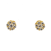 YELLOW GOLD CZ CLUSTER STUDS