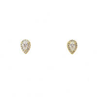 YELLOW GOLD CZ TEARDROP STUDS