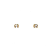 YELLOW GOLD CZ SQUARE STUDS
