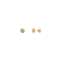 YELLOW GOLD BEZEL SET CZ STUDS WITH STONE SET OUTER