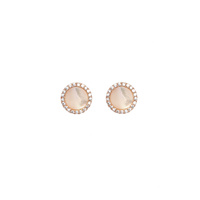 ROSE GOLD MOTHER OF PEARL AND CUBIC ZIRCONIA DISC STUDS