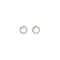 STERLING SILVER MOTHER OF PEARL AND CUBIC ZIRCONIA DISC STUDS