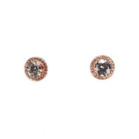 ROSE GOLD TWO WAY CZ HALO STUDS