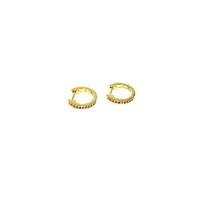 YELLOW GOLD RAINBOW CZ HUGGIE EARRINGS