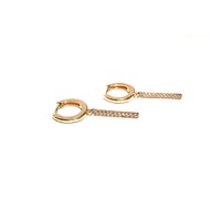 ROSE GOLD HOOPS WITH CZ BAR