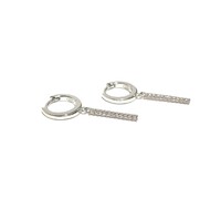 STERLING SILVER HOOPS WITH CZ BAR