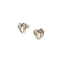 ROSE GOLD AND SILVER DOUBLE HEART STUD EARRINGS