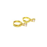 YELLOW GOLD HUGGIES WITH DOUBLE CZS