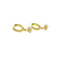 YELLOW GOLD CZ HUGGIES WITH STARS