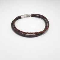 BROWN LEATHER THIN DOUBLE STRAND BRACELET