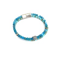 BLUE APATITE AND BLUE REGALITE DOUBLE STRAND BEADED BRACELET