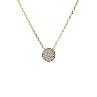 YELLOW GOLD PAVE CZ CIRCLE PENDANT