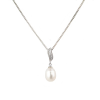 STERLING SILVER AND FW PEARL ONE SWIRL CZ PENDANT