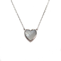 STERLING SILVER MOTHER OF PEARL HEART NECKLACE