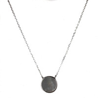 STERLING SILVER LARGE MOTHER OF PEARL DISC NECKLACE 16.8MM