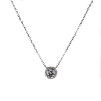 STERLING SILVER LARGE CZ HALO NECKLACE