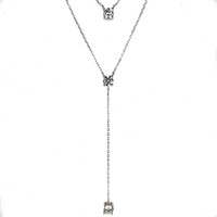 STERLING SILVER LAYERED CZ DROP NECKLACE