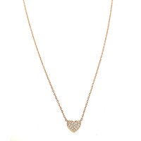 SMALL ROSE GOLD PAVE HEART NECKLACE