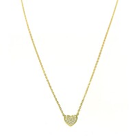 SMALL YELLOW GOLD PAVE HEART NECKLACE
