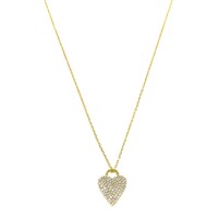 YELLOW GOLD PAVE CZ HEART NECKLACE