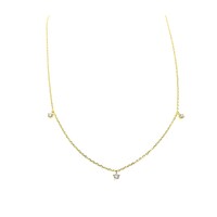 YELLOW GOLD DANGLE CZ CHOKER NECKLACE