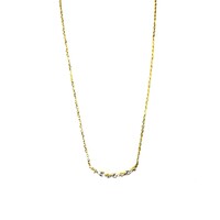 YELLOW GOLD CURVED MULTI CZ BAR NECKLACE