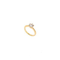 YELLOW GOLD SOLITAIRE CUBIC ZIRCONIA RING