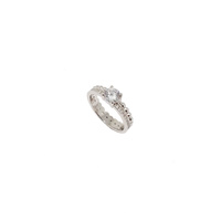 STERLING SILVER DOUBLE BAND RING WITH CUBIC ZIRCONIA