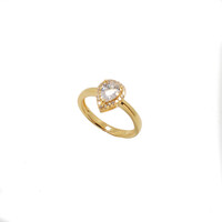 YELLOW GOLD LARGE CZ TEARDROP RING