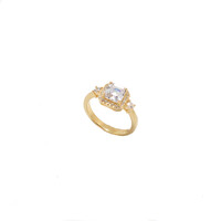 YELLOW GOLD SQUARE CZ RING