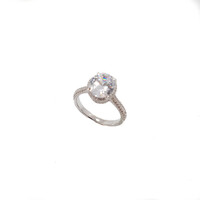 STERLING SILVER LARGE CZ OVAL RING