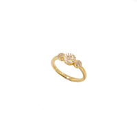 YELLOW GOLD THREE PAVE CIRCLE RING