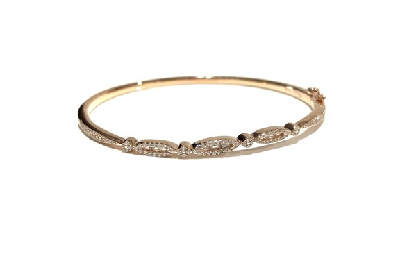 ROSE GOLD CZ OPEN CLASP BANGLE