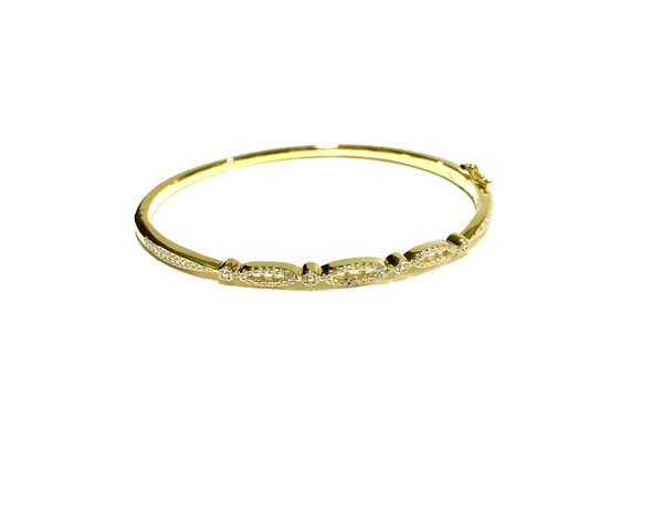 YELLOW GOLD CZ OPEN BANGLE