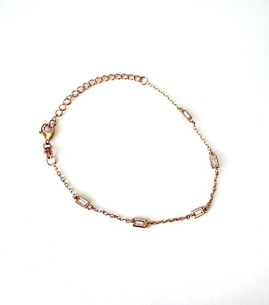 ROSE GOLD BRACELET WITH CLEAR RECTANGLE CZS