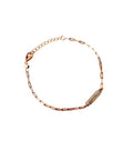 ROSE GOLD PLATED S/SLV PAVE CZ BAR AND PAPERCLIP LINK BRACELET