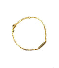 ROSE GOLD PLATED S/SLV STERLING SILVER PAVE CZ BAR AND PAPERCLIP LINK BRACELET