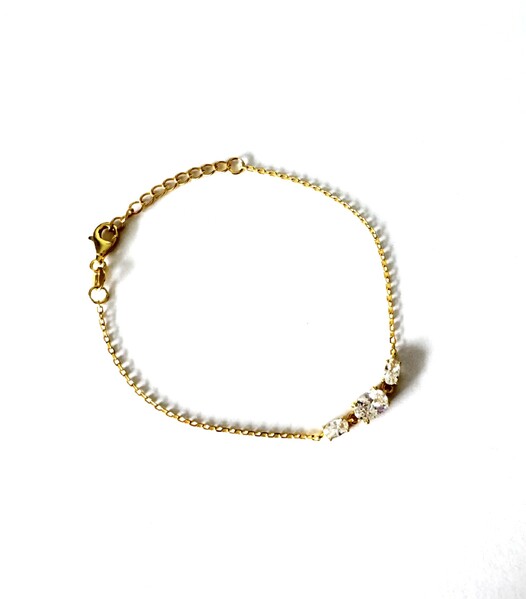 YELLOW GOLD PLATED S/SIL 3 X OVAL CZ BRACELET