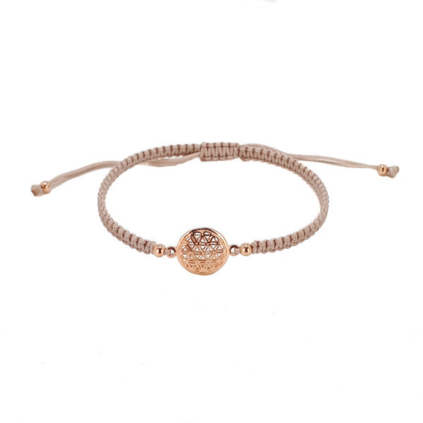 ROSE GOLD PATTERNED DISC CORD BRACELET NUDE
