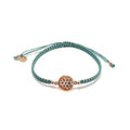 ROSE GOLD PATTERNED DISC CORD BRACELET TURQUOISE