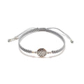 STERLING SILVER PATTERNED DISC CORD BRACELET GREY