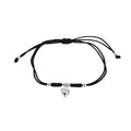 STERLING SILVER HEART CORD BRACELET BLACK