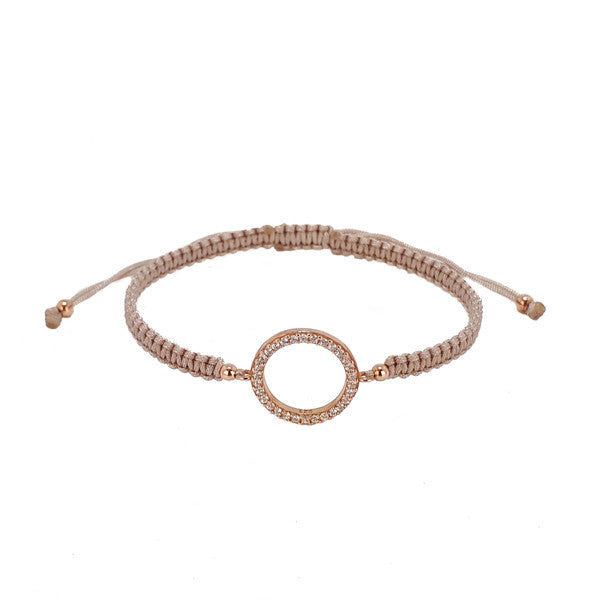 ROSE GOLD CUBIC ZIRCONIA CIRCLE CORD BRACELET NUDE